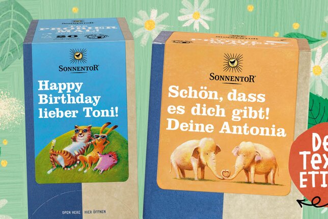 Hier sind zwei individualisierte Packungen zu sehen. | © SONNENTOR