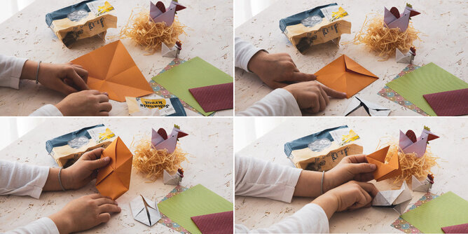 Basteln aus SONNENTOR Verpackung | © SONNENTOR Auf dem Foto sieht man wie aus eine SONNENTOR Tee lose Packung Osterdeko gebastelt werden kann. | © SONNENTOR